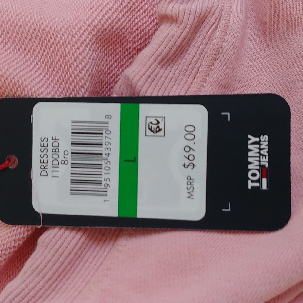 Tommy Jeans Pink Hoodie Sweatshirt/Dress. Size L. - Picture 10 of 11